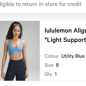 Lulu lemon utility blue sports bra